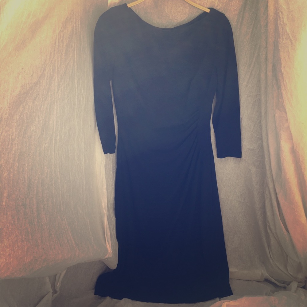 RALPH LAUREN Navy Blue Boatneck 3/4 Jersey Dress